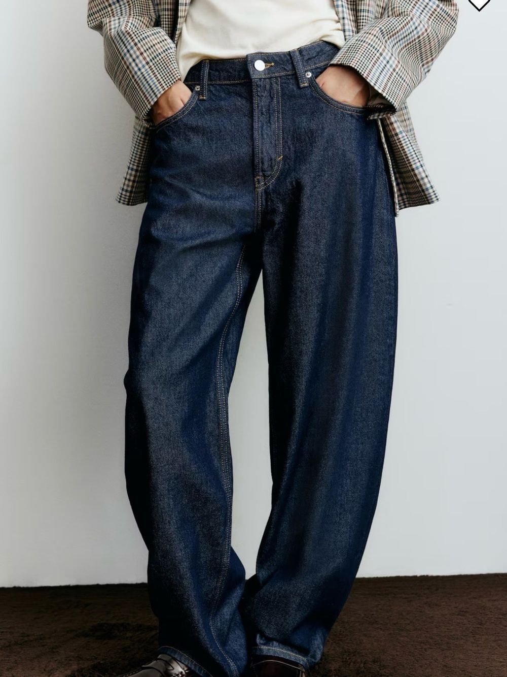 H&M High Rise Baggy Relaxed Dark Indigo Women’s Jeans Size 4 Loose Fit Cotton